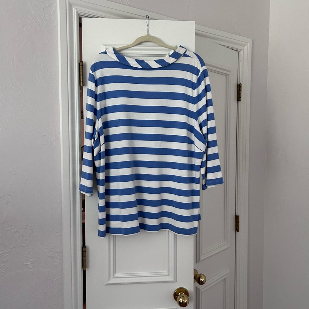 Talbots Blue and White Striped Blouse